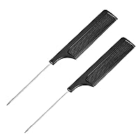 Professional Rat Tail Comb For Women Girls - Barber Comb Styling Comb Dresser Hair Comb Styling Comb For Curly, Braiding, Styling Hair (2 Pack, Black)