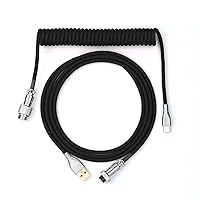 EPOMAKER Mix 1.8m Coiled Keyboard Cable, USB C to USB A TPU Cable for Mechanical Gaming Keyboard, with Detachable Metal Aviator for Custom Keyboard, Black