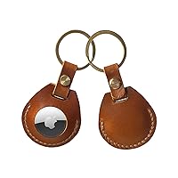 Compatible with Airtag Keychain Holder Full-Grain Genuine Leather Key Ring Case for Air Tag Womens Men Gifts Unique Handmade