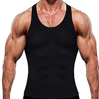Men's Sweat Absorbing Sauna Sports Enhancement Tank Top Waist Trainer Neoprene Shaped Top Compression Training Fitness