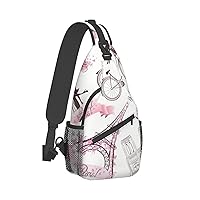 Romantic Paris Butterfly Print Crossbody Backpack Shoulder Bag Cross Chest Bag For Travel, Hiking Gym Tactical Use
