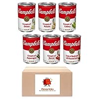 Campbell's Condensed Cream Soup Variety Pack Includes Onion, Potato, Celery, Asparagus, Bacon and Mushroom with Roasted Garlic Bundled by Favoricks
