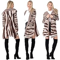 Womens Tiger Lines Hooded Sweater Coat Jacket Long Sleeve