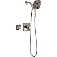 DELTA Ashlyn 17 Series Dual-Function Shower Trim Kit with 2-Spray Touch-Clean In2ition 2-in-1 Hand Held Shower Head with Hose, Stainless T17264-SS-I (Valve Included)
