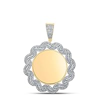 The Diamond Deal 10kt Yellow Gold Mens Baguette Diamond Mirror Memory Charm Pendant 1-5/8 Cttw