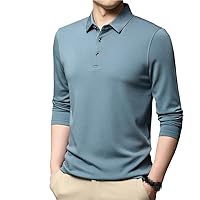Men Long Sleeve Polo-Shirt Clothing, Spring Autumn Pure Color Business Casual Tops