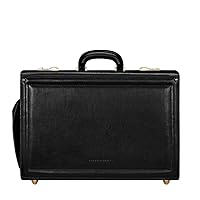 Maxwell Scott - Mens Luxury Leather Pilot Briefcase/Catalog Case with Combination Lock - Handmade - The Varese - Black