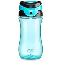 Chicco 12oz. My Tumbler Open Rim Water Bottle with Free-Flow Spout | Spill Proof when Lid is Closed | Flip-Up Carry Handle | Top-Rack Dishwasher Safe | Easy to Hold Toddler Cup | Teal | 2+ Years