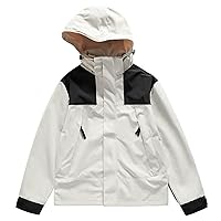 Women's Casual Lightweight Waterproof Rain Jacket Zip Up Color Block Windproof Coat Outdoor Hooded Trench Coats