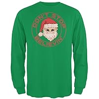Old Glory Christmas Don't Stop Believin' Irish Green Adult Long Sleeve T-Shirt - Medium