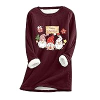 Fleece Pullover Women Lamb Wool Warm Crewneck T Shirts Overall Retro Womens Christmas Sweatshirt