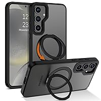 YINLAI Case for Samsung Galaxy S24 Plus/S24+,Magnetic [Compatible with Magsafe] with 360° Rotatable Ring Holder Stand Slim Transparent Men Women Shockproof Protective Phone Cover 6.7 Inch,Black