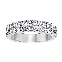 1.15 CT TW Two Row Diamond Wedding Band in 18k White Gold (G color, VS2/SI1 clarity)