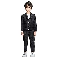 Boys' Stripe 2-Piece Suit Three Buttons Notch Lapel Tuxedos Jacket & Pants