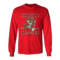 New Graphic Hardcore Gamer Novelty Tee Gamer Men's Long Sleeve T-Shirt