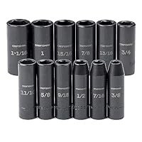 Craftsman 9-15886 6 Point Deep 1/2-Inch Drive Standard Easy to Read Impact Socket Set, 12-Piece