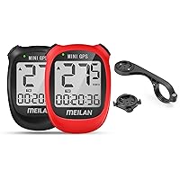 MEILAN M3 Mini GPS Bike Computer 2 Pack (Black and Red) with MEILAN C2 Bike Computer Mount