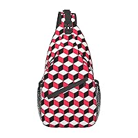3d Red Checkered Sling Bag Crossbody Backpack Sling Backpack Shoulder Bag For Women Men Cycling Hiking Travel
