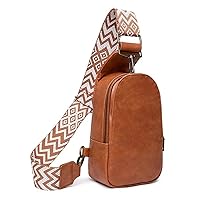 Ladies Chest Bag Shoulder Bag Small Crossbody Leather Satchel Backpack Ladies Shopping Travel Fashion Strap (brown)