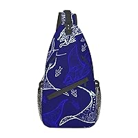 Manta Ray And Fish Print Sling Bag Crossbody Sling Backpack Travel Hiking Chest Bags For Women Men