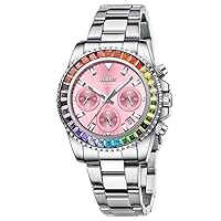 Luxury Women Colorful Diamond Watches Multi-Function Quartz Waterproof Luminous Watch Business Dress Wrist Watch