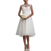 Lorderqueen A Line Lace Appliques Wedding Dress Short Bridal Gowns