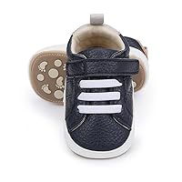 COSANKIM Baby Boys Girls Shoes Lace Up PU Leather Infant Sneakers Non Slip Rubber Sole Newborn Loafers Toddler First Walker Crib Shoes (0-18 Months)