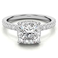 1.50 CT Cushion Infinity Accent Engagement Ring Wedding Eternity Band Vintage Solitaire Silver Jewelry Halo-Setting Anniversary Praise Vintage Ring Gift