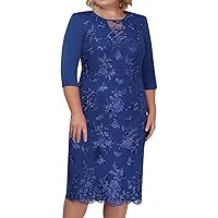 Plus Size Dresses for Wedding Guest Floral Lac Round Neck Half Sleeve Bodycon Cocktail Formal Party Dress for Women Sexy