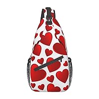 Valentine's Day Love Heart Sling Bag, Fashion Crossbody Backpack Shoulder Bag Chest Bag for Men Women Outdoor Hiking Travel