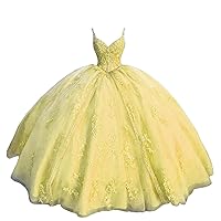 Women's Sweetheart Quinceanera Dresses Ball Gown Spaghetti Straps Applique Sweet 16 Dresses for Teens