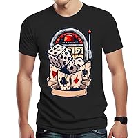 Men's T Shirt with Casino Chips with Poker Cards, Street Novelty Tee, Best Birthday Gifts