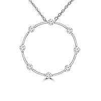 0.50 Ct Ladies Round Cut Diamond Circle Pendant with 16 Inch Chain