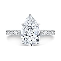Siyaa Gems 3.50 CT Pear Infinity Accent Engagement Rings Wedding Eternity Band Vintage Solitaire Silver Jewelry Halo-Setting Anniversary Praise Ring Gift