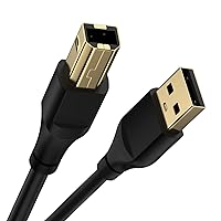 USB Printer Cable 6FT Type A Male to B Male Cable High Speed Scanner Printer Cord for HP, Canon, Dell, Epson, Lexmark, Xerox, Samsung, Printer USB 2.0 Cable for MIDI Controller Brother Piano DAC