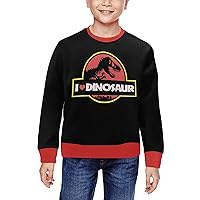 Kids' I Love Dinosaur Rib Cuff Crewneck Sweatshirt
