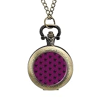 Black Cat on Purple Pocket Watch with Chain Vintage Pocket Watches Pendant Necklace Birthday Xmas