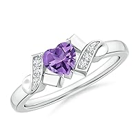 Carillon Heart 0.75 Ctw Amethyst Gemstone Solitaire Accents 925 Sterling Silver Valentine Day Ring Jewelry GIFT FOR HER