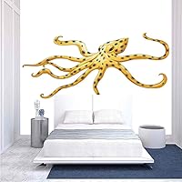 116x83 inches Wall Mural,Blue Ringed Octopus Illustration Deadly Dangerous Creatures of the Sea Marine Wildlife Peel and Stick Self-Adhesive Wallpaper Removable Large Wall Sticker Wall Decor for Home