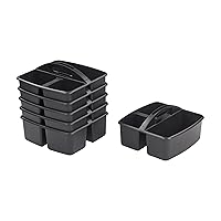 ECR4Kids 3-Compartment Storage Caddy, Supply Organizer, Black, 6-Pack