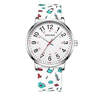 Nurse Watch for Nurse,Medical Professionals,Students,Doctors with Easy to Read Dial,Second Hand and 24 Hour,Soft Comfort Print Silicone Band,Water Resistant.