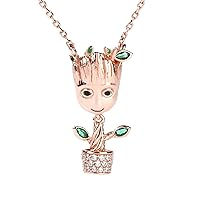 Jeulia Tree Man Necklace Women Halloween Jewelry 925 Sterling Silver Necklace Chain with Pendant Rose Gold Plated Necklace Stone Pendant Romantic Gift for Her Couples