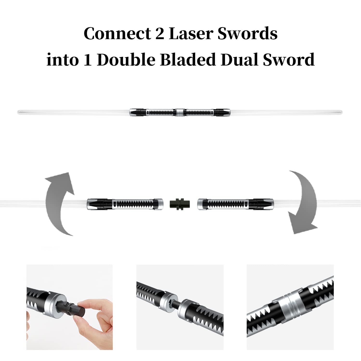 Beyondtrade Lightsabers Toy 7 Colors 2-in-1 LED Dual Swords for Kids with FX Sound (Motion Sensitive) for Movie Fans Cosplay Party Christmas Birthday Gift