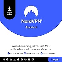 NordVPN Standard - 1-Year - VPN & Cybersecurity Software For 10 Devices – Block Malware, Malicious Links & Ads, Protect Personal Information - PC/Mac/Mobile [Online Code] NordVPN Standard - 1-Year - VPN & Cybersecurity Software For 10 Devices – Block Malware, Malicious Links & Ads, Protect Personal Information - PC/Mac/Mobile [Online Code] Digital Delivery Physical Delivery