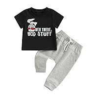 Ledy Champswiin Baby Boy Easter Outfits Short Sleeve Letter T-shirt Tops and Jogger Pants Toddler Spring Summer Clothes