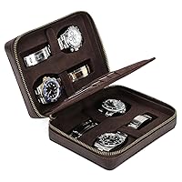 Watch Storage Case for Storage Travel & Display,Elegant Watch Storage Case for Travel & Display – Handcrafted Leather Box for 4 Watches with Multi-Card Slots for Outdoor Adventures