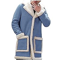 Sherpa Lined Jacket Men Lapel Button Down Winter Coat Cool Outdoor Thick Windbreaker Jacket