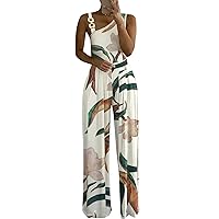 Women's Rompers Fashion Printed Sleeveless High Waisted Casual Jumpsuit, S-2XL