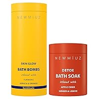Bath Salt & Fizzing Bath Bombs Gift Set - Magnesium Epsom Salt Vitamin C Orange Turmeric Arnica Ginger Lemon Essential Oils