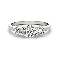 14k White Gold Lab-Grown Diamond 3 Stone Wedding Engagement Ring (1.00 cttw, I-J Color, VS2-SI1 Clarity)